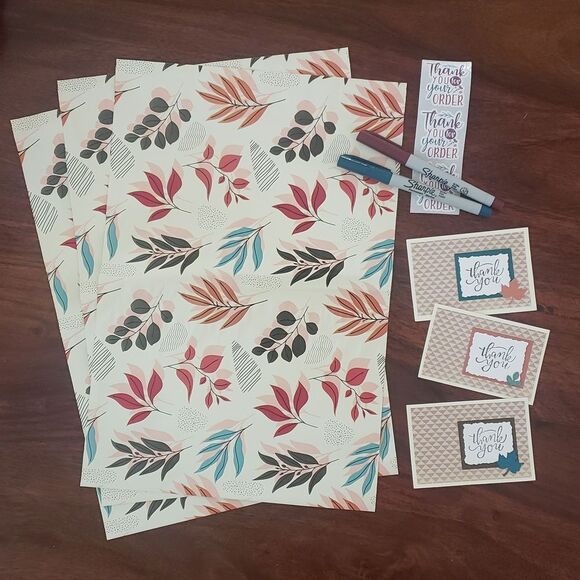 Hand Crafted Other - 40 PIECE SHIPPING BUNDLE  POLYMAILERS THANK YOU CARDS STICKERS Fall Leaves
